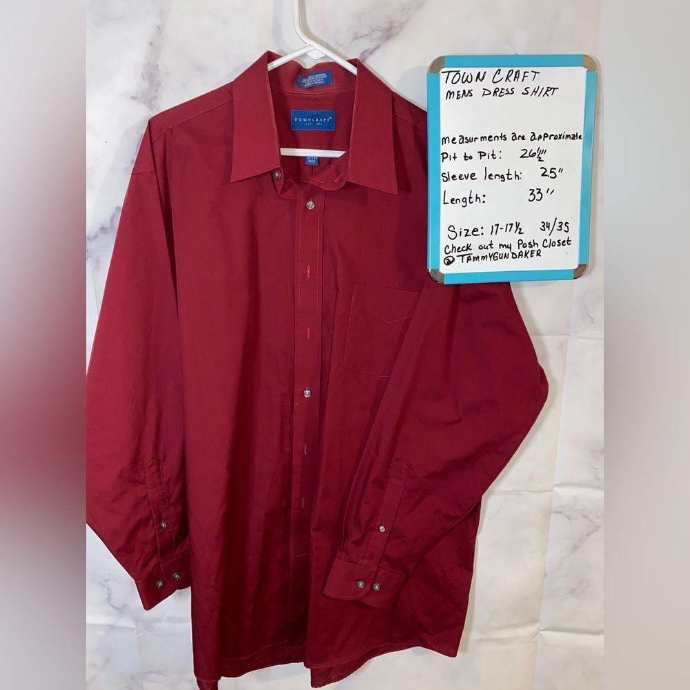 2 Towncraft Men's Wrinkle Free Button UP Long Sleeve Shirts sz 34-35